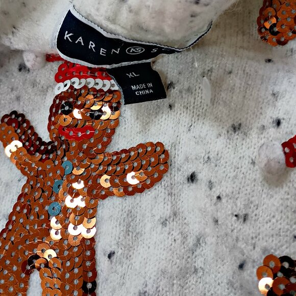 FESTIVE SEQUIN GINGERBREAD SWEATER SZ XL - Picture 4 of 4